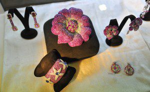 RCM gioielli Pink Sapphire & Diamonds Flower Brooch showcased at the Singapore International Jewelry Expo (SIJE) 2013