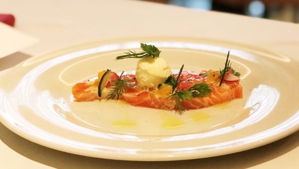 Salmon Gravlax with Vegetable shavings,