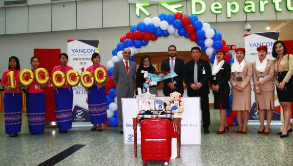 Yangon International Airport and Emirates Receive First Millionth Passenger of 2018 Yangon International Airport