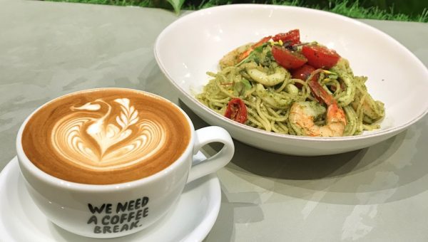 Baristart Coffee: Come for the Coffee, stay for the Latte Art! Latte and pesto pasta