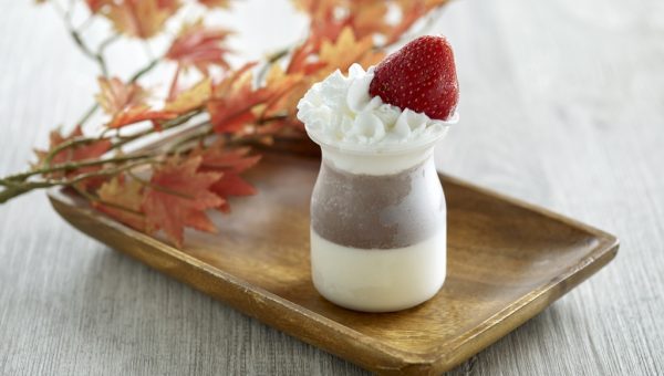Chocolate & Vanilla Panna Cotta with Frozen Strawberry